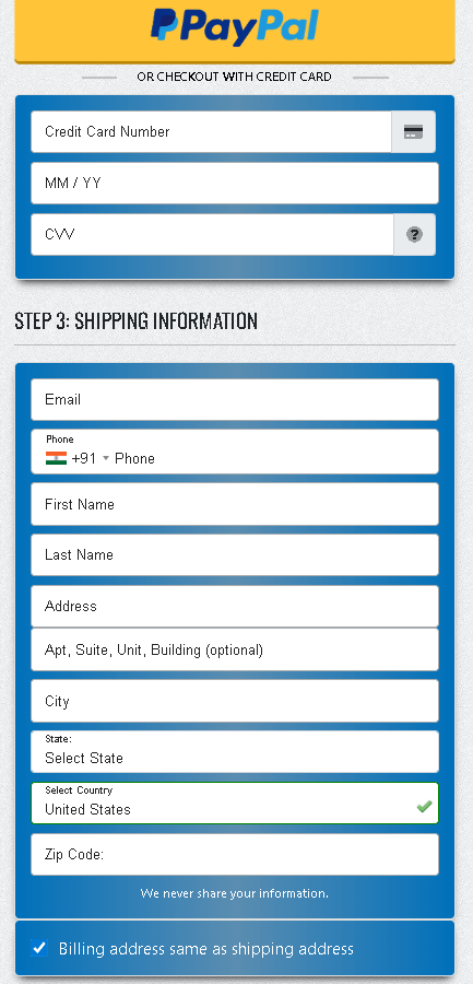 FungaBeam Checkout Page 